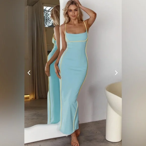 Sunny Coast Piping Trim Maxi Dress Peppermint Sunny Coast Piping Trim Maxi Dress Peppermint